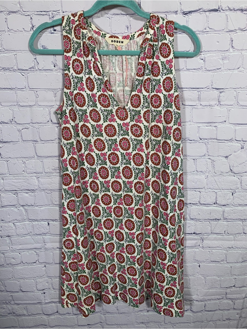 Boden Womens Sleeveless Floral Print Mini Dress Multi Sz 6 Beach Vacation Casual